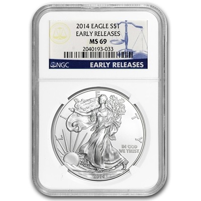2014-S 1oz USA Silver Eagle MS-69 NGC - Early Release